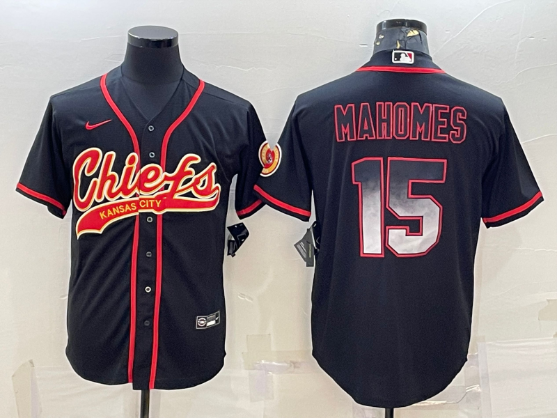 Men's Kansas City Chiefs Patrick Mahomes #15 Black Jersey Joint Edition